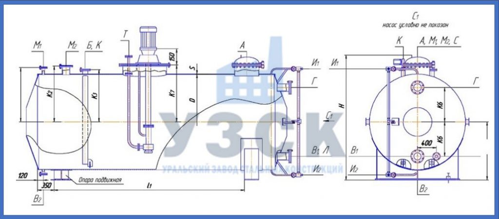 Чертеж емкости ГКК в Реутове